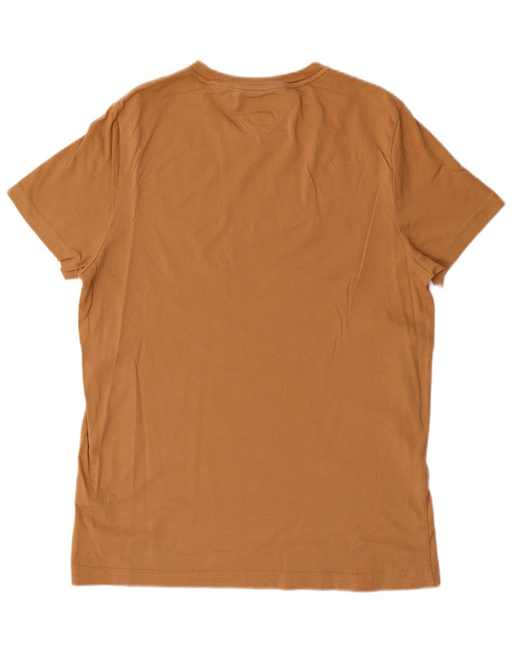 Camiseta masculina Tommy Hilfiger Slim Fit gráfica top médio de algodão marrom