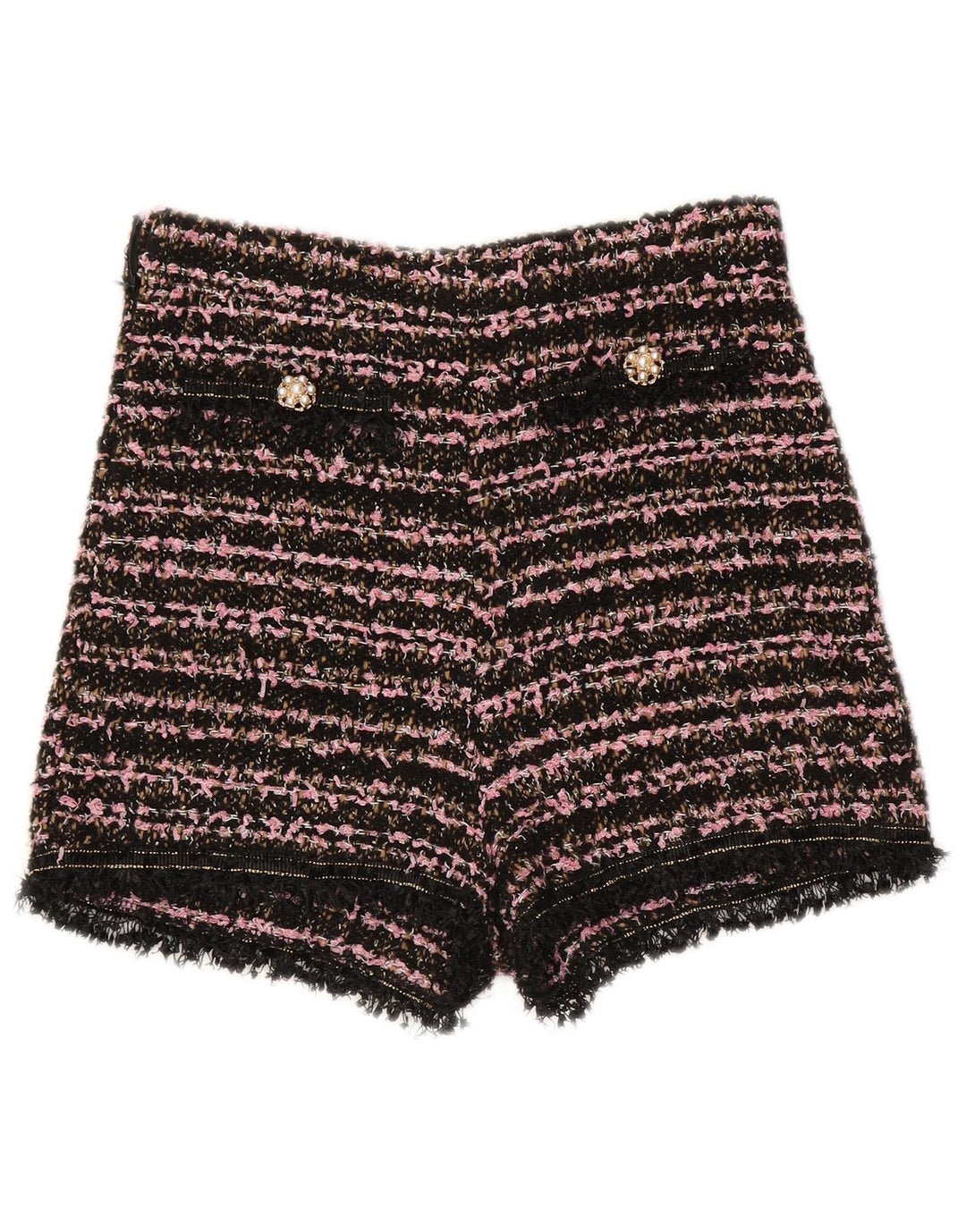 Zara Calça feminina cintura alta pequena W26 preta listrada