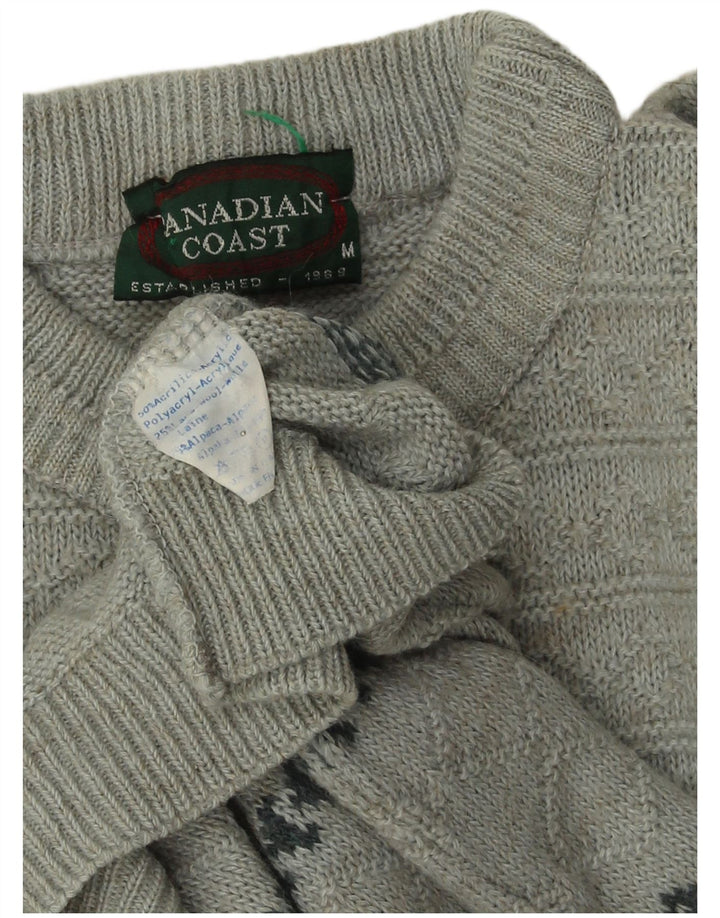 Suéter masculino CANADIAN com gola redonda e acrílico listrado cinza médio
