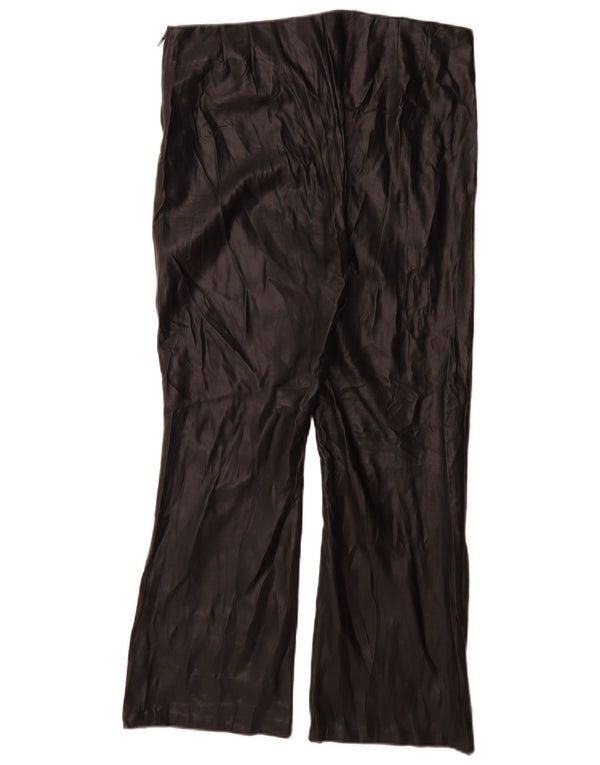 Calça feminina Zara Bootcut de couro sintético XL W32 L27 poliuretano preto
