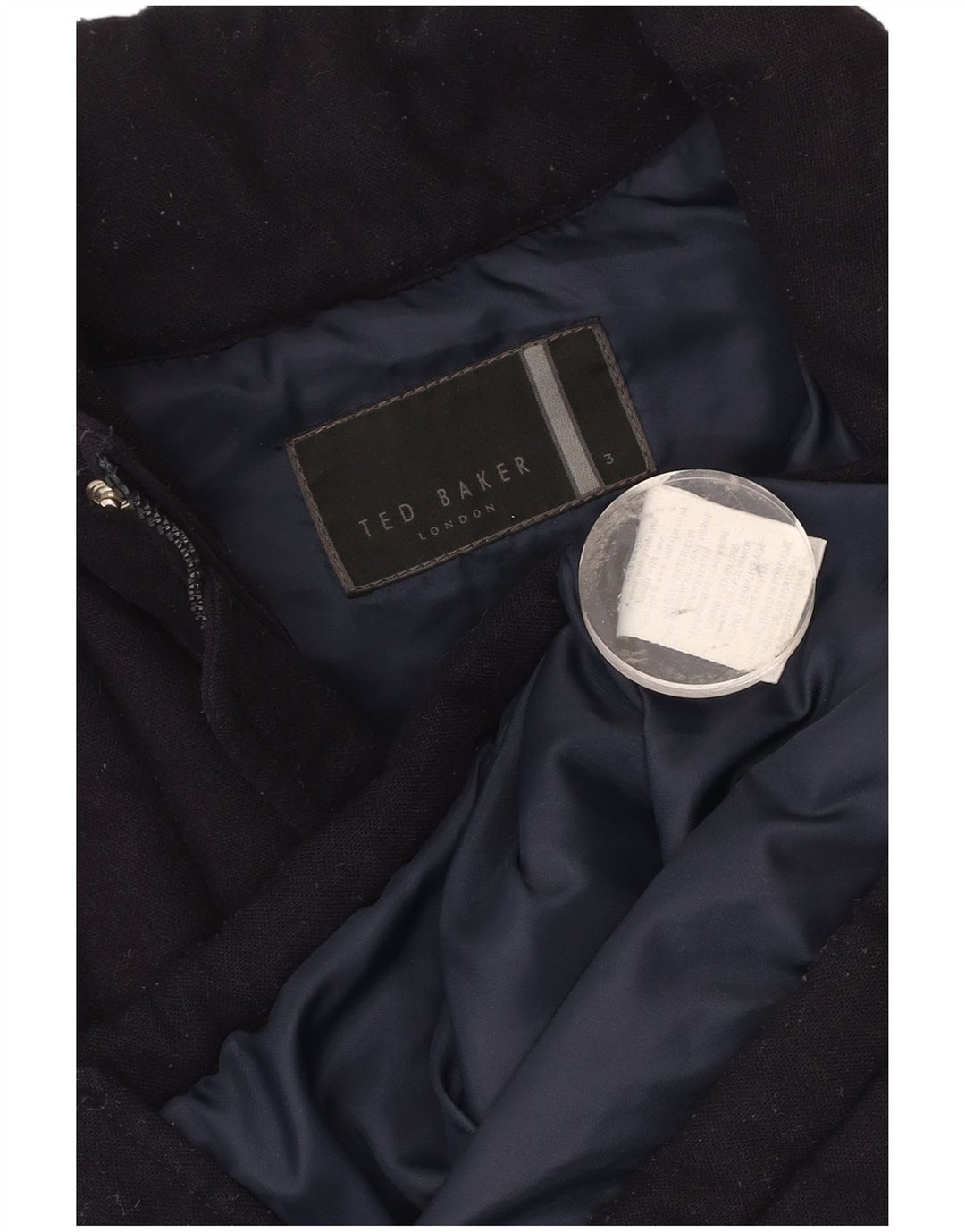Colete masculino acolchoado TED BAKER tamanho 3 lã virgem azul marinho médio