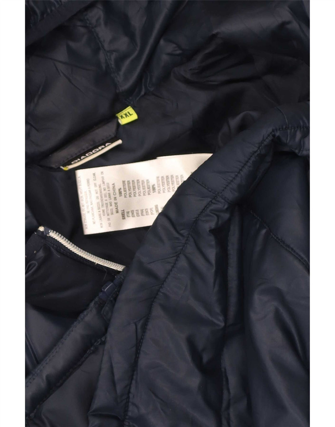 Jaqueta acolchoada com capuz feminino Diadora UK 20 2XL azul marinho poliéster