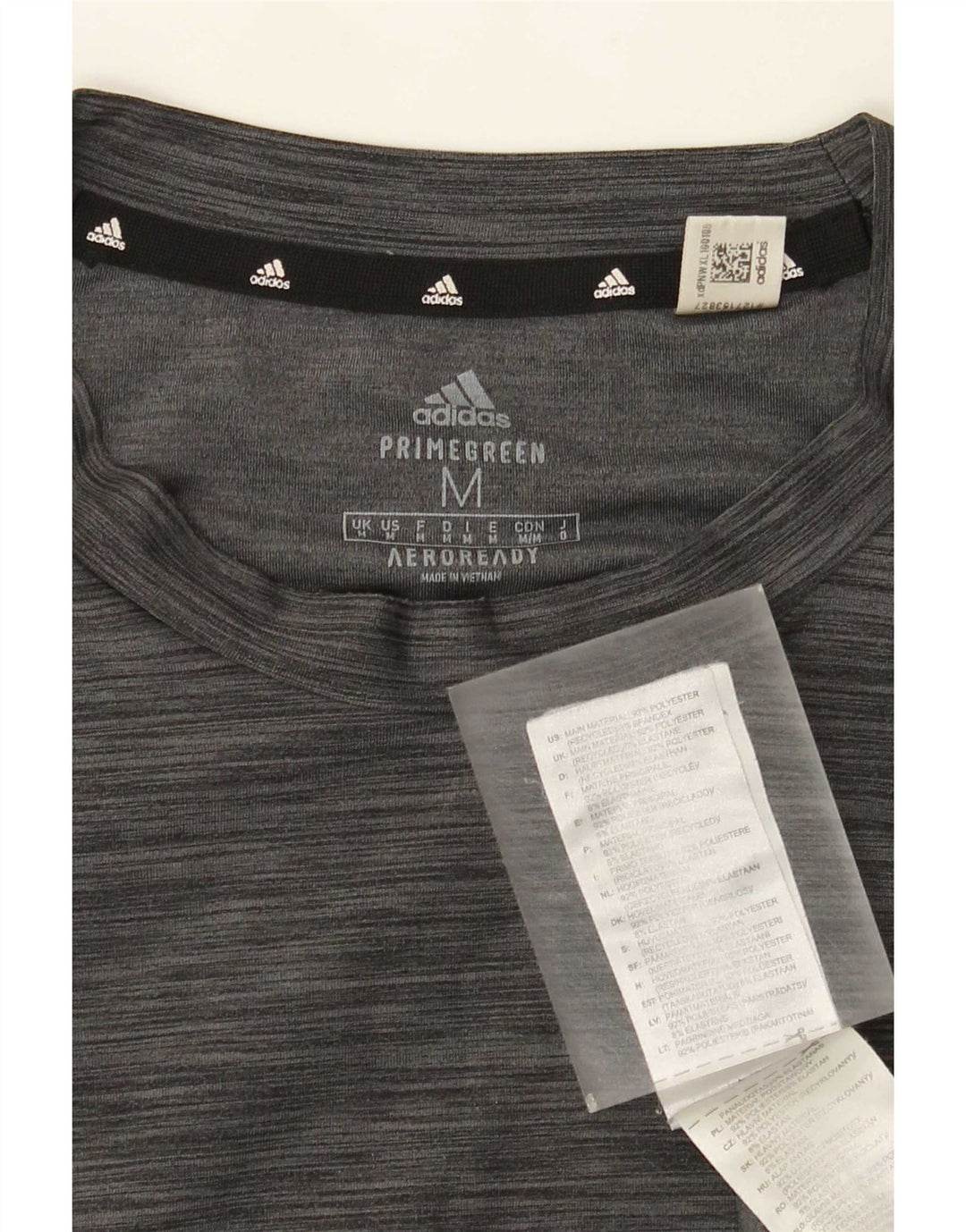 Camiseta masculina Adidas Aeroready Top cinza médio poliéster manchado