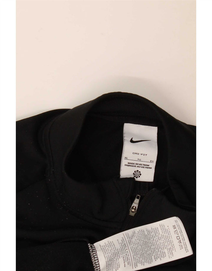 Nike Mens Dri Fit Zip Neck Pullover Treino Top XL Preto Poliéster