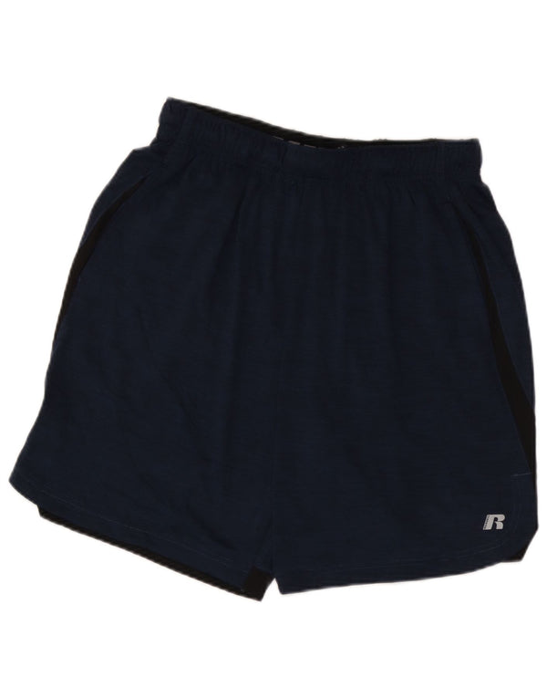 Russell Athletic Mens Sport Shorts Médio Azul Marinho Colourblock Poliéster