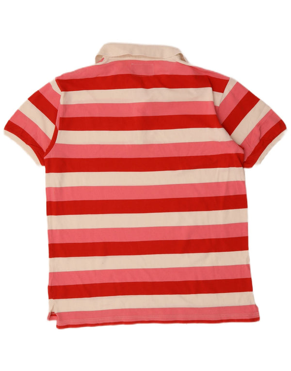 RIFLE Camisa polo masculina de rugby 2XL algodão listrado rosa
