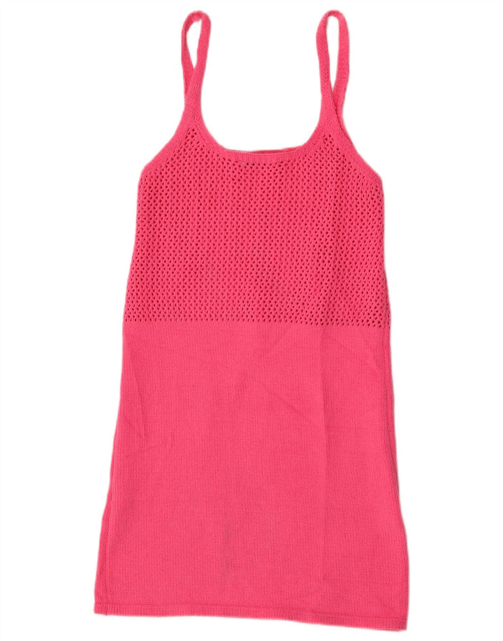 Zara Vestido feminino de malha UK 12 poliéster rosa médio