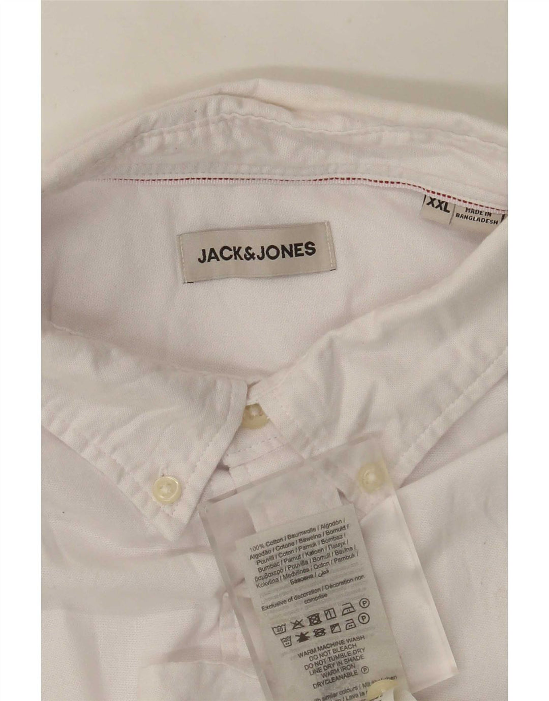 Camisa masculina de manga curta Jack & Jones 2XL algodão branco