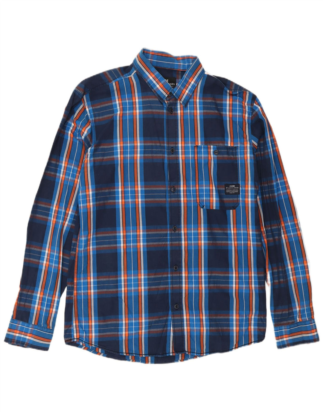 Camisa masculina Jack & Jones grande algodão xadrez azul