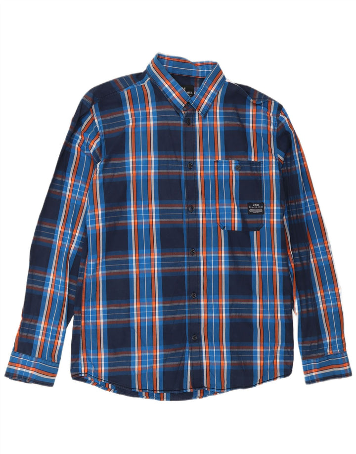Camisa masculina Jack & Jones grande algodão xadrez azul