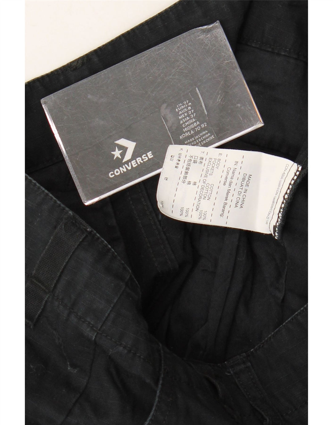 Calça cargo feminina reta CONVERSE W27 L28 algodão preto