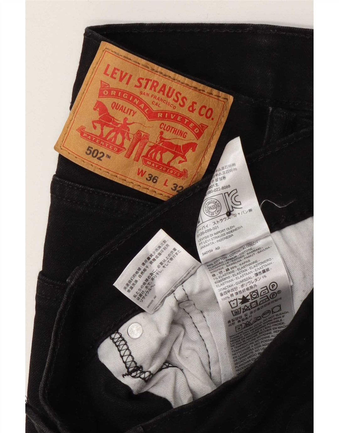 Levi's Masculino 502 Tapered Jeans W36 L32 Algodão Preto