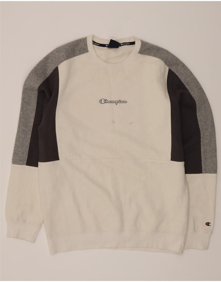 Champion moletom masculino jumper XL branco colorblock algodão