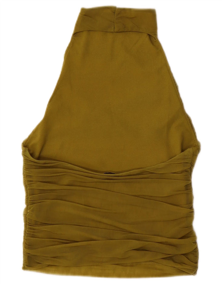 Top feminino Zara Halter UK 12 verde médio