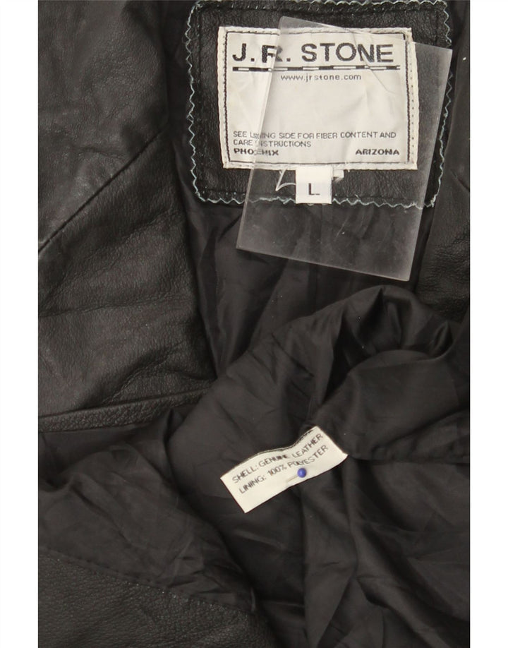 Jaqueta blazer feminina de couro VINTAGE com 2 botões Reino Unido 14 grande couro preto