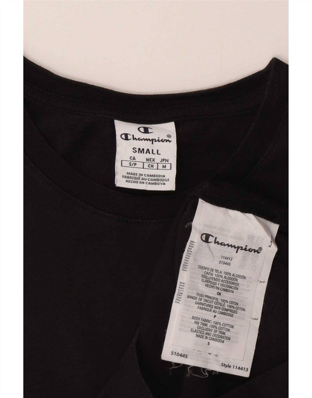 Camiseta feminina estampada Champion UK 10 pequena preta
