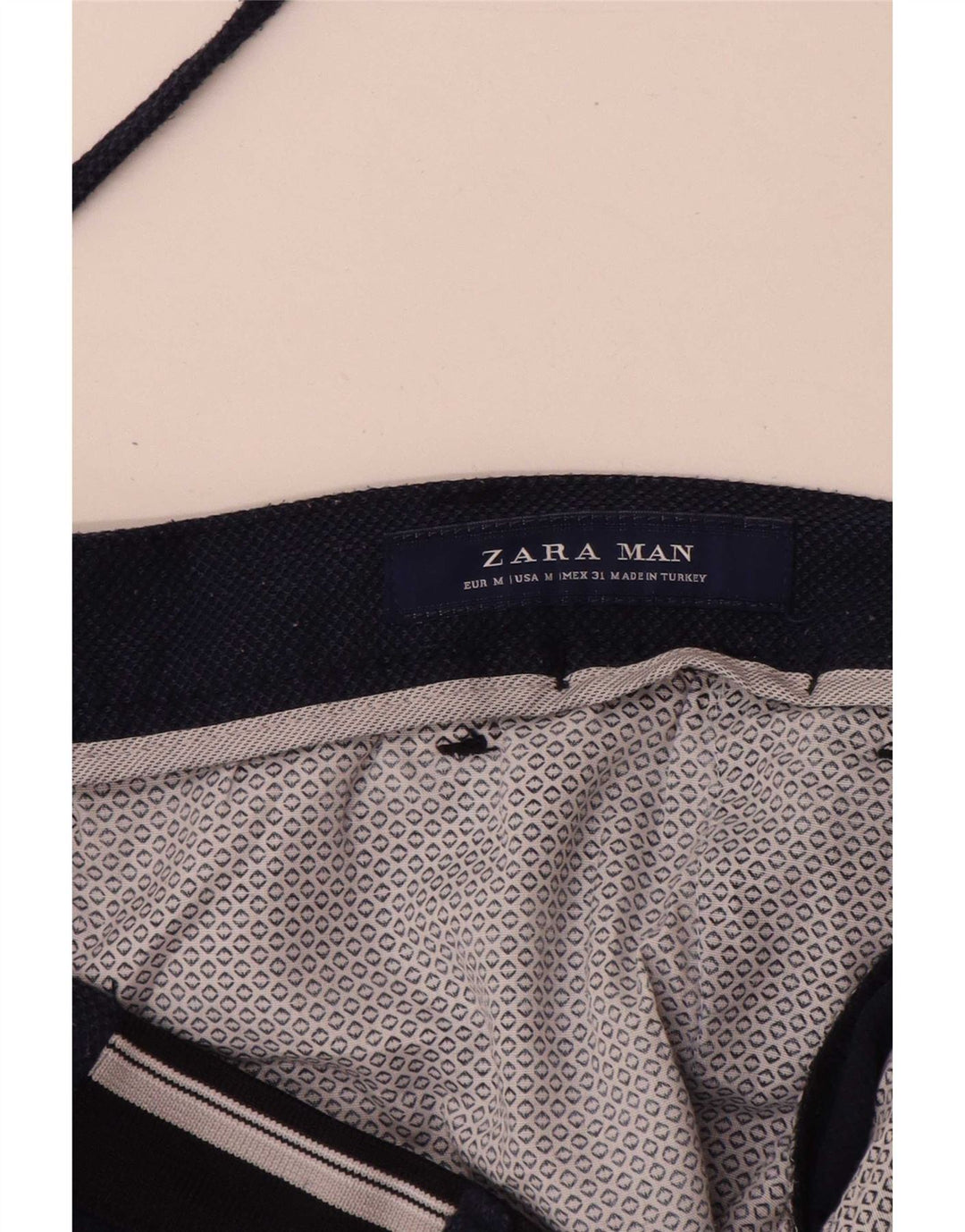 Zara Mens Chino Shorts Médio W31 Azul Marinho Poliéster