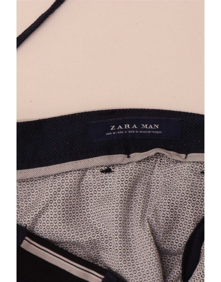 Zara Mens Chino Shorts Médio W31 Azul Marinho Poliéster