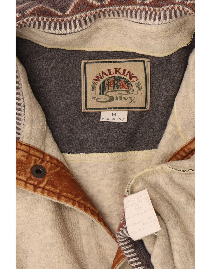 Suéter de lã masculino Silvy com gola redonda e poliéster bege médio Colourblock