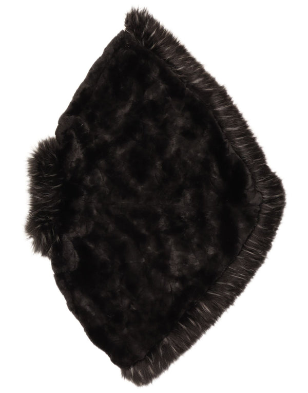Casaco poncho de pele sintética vintage feminino tamanho único preto