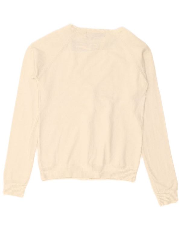 Suéter cardigã feminino Zara Reino Unido 10 pequeno algodão branco