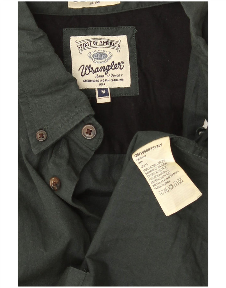 Camisa Wrangler Feminina Slim UK 14 Algodão Verde Médio