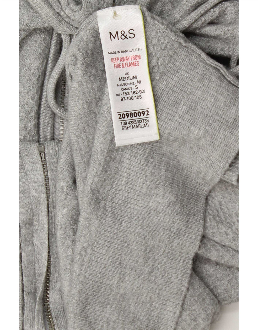 Suéter feminino com capuz e zíper Marks & Spencer Reino Unido 14 Viscose cinza médio