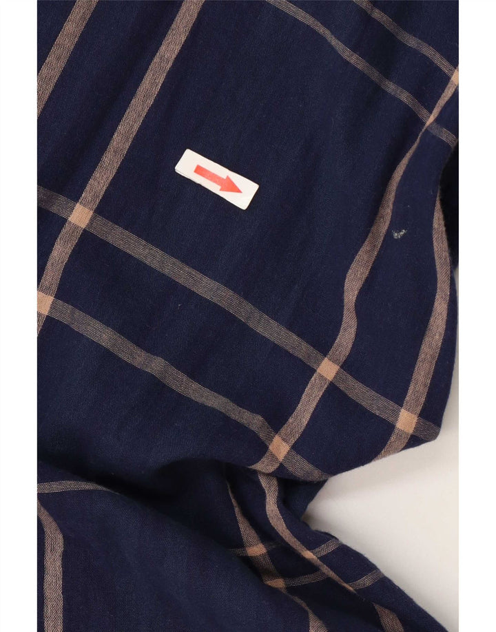 Camisa feminina Fat Face UK 14 grande algodão xadrez azul marinho