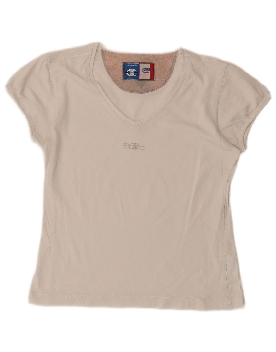 Camiseta feminina Champion Heritage Classics Crop Top UK 12 Médio Branco