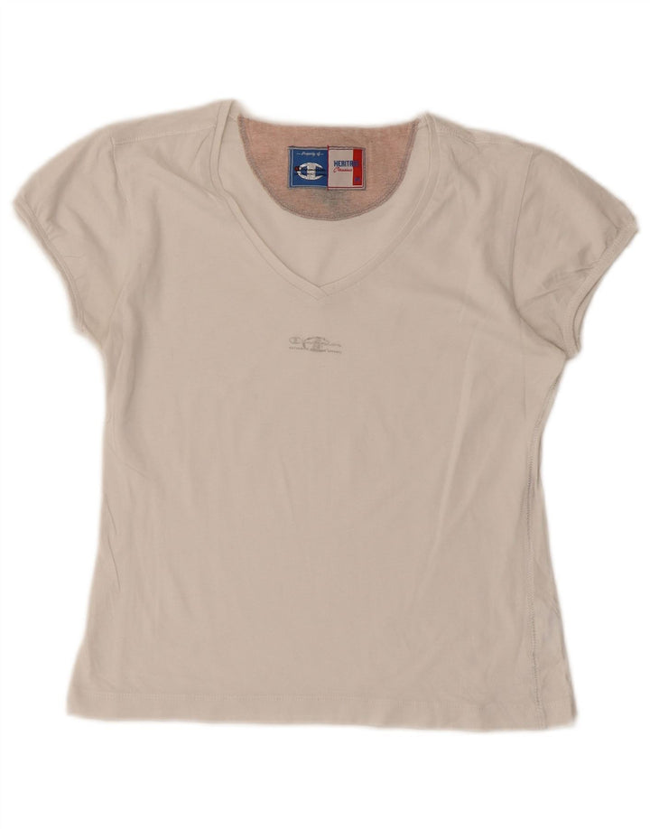 Camiseta feminina Champion Heritage Classics Crop Top UK 12 Médio Branco