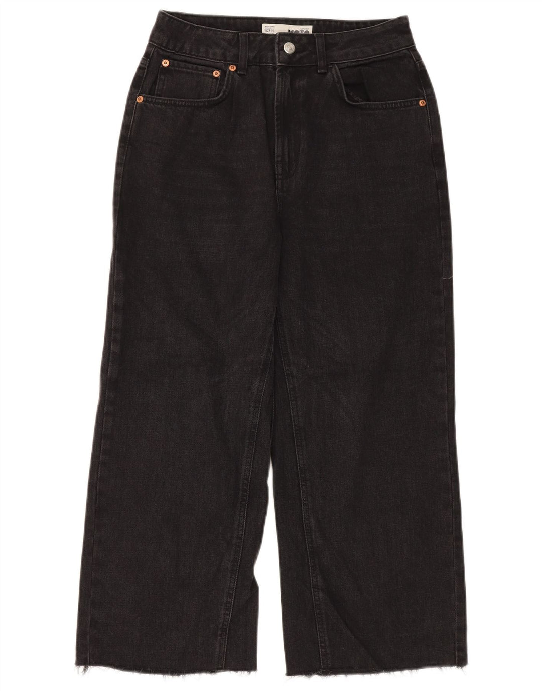 Jeans feminino de perna larga TOPSHOP W28 L23 poliéster preto