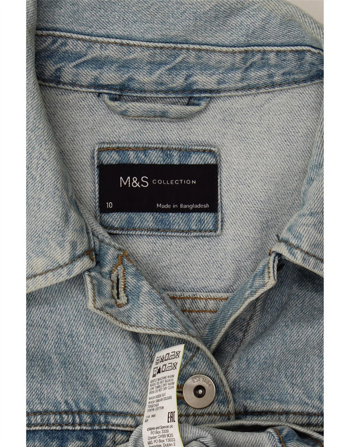 Jaqueta jeans feminina Marks & Spencer Reino Unido 10 algodão azul pequeno