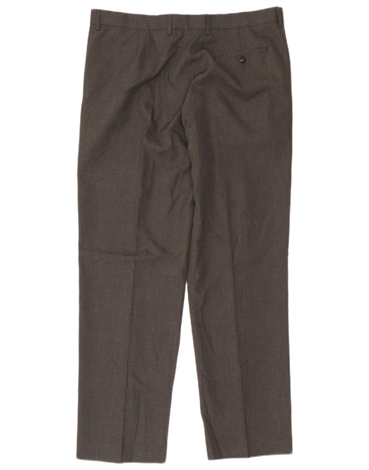 Calça masculina de terno reto Marks & Spencer W38 L31 poliéster cinza