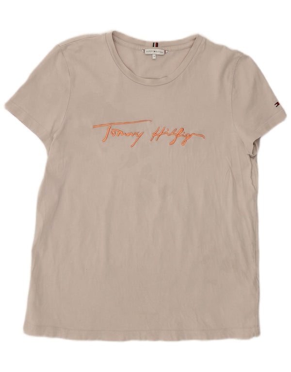 Camiseta feminina Tommy Hilfiger com estampa gráfica UK 14 algodão cinza médio