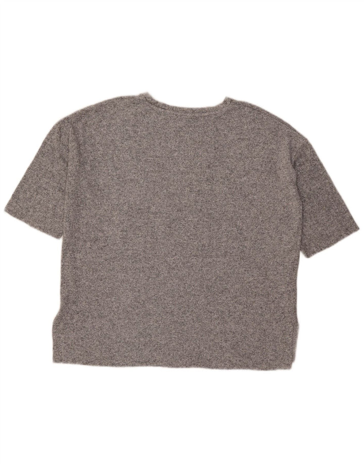 Camiseta feminina grande da Zara UK 10 pequena viscose manchada cinza