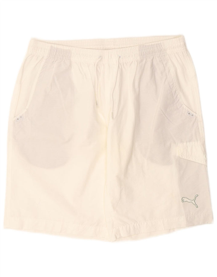 Shorts esportivos masculinos Puma grande algodão branco