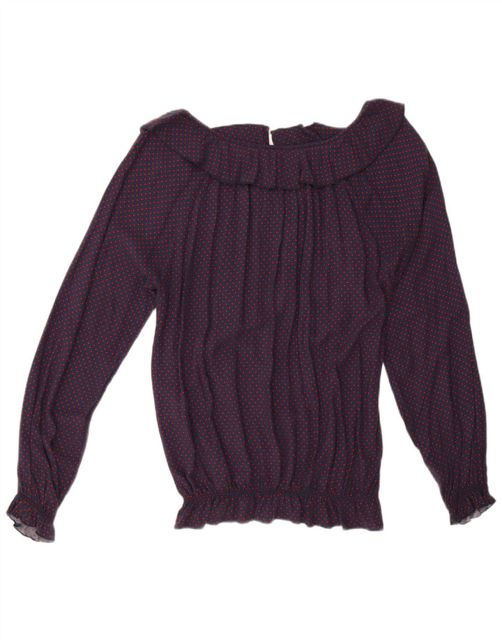 Blusa feminina Fornarina UK 14 médio azul marinho manchado retrô