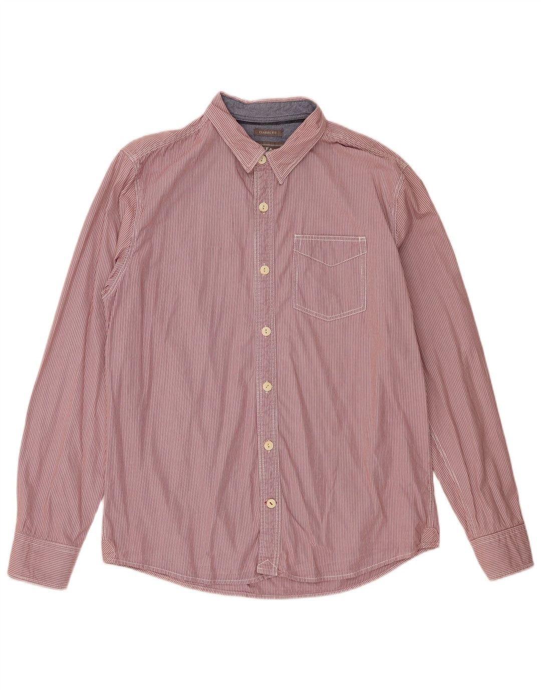 Fat Face Mens Camisa clássica de ajuste médio algodão listrado vermelho