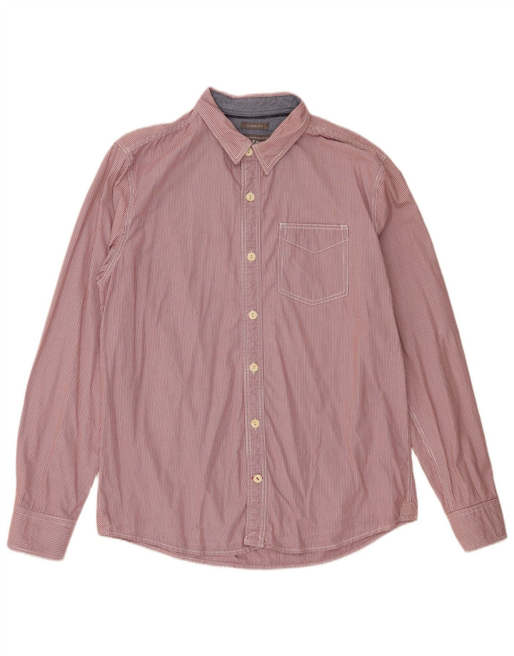 Fat Face Mens Camisa clássica de ajuste médio algodão listrado vermelho
