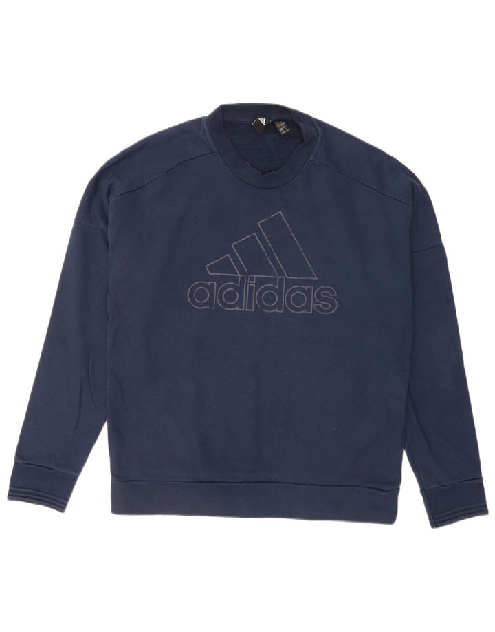Adidas masculino gráfico regular ajuste moletom jumper grande algodão azul marinho