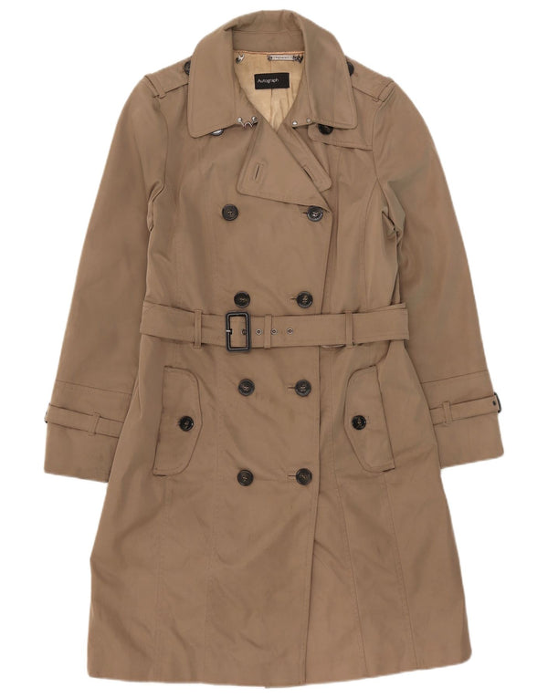 Casaco impermeável feminino Marks & Spencer Autograph Reino Unido 14 grande bege