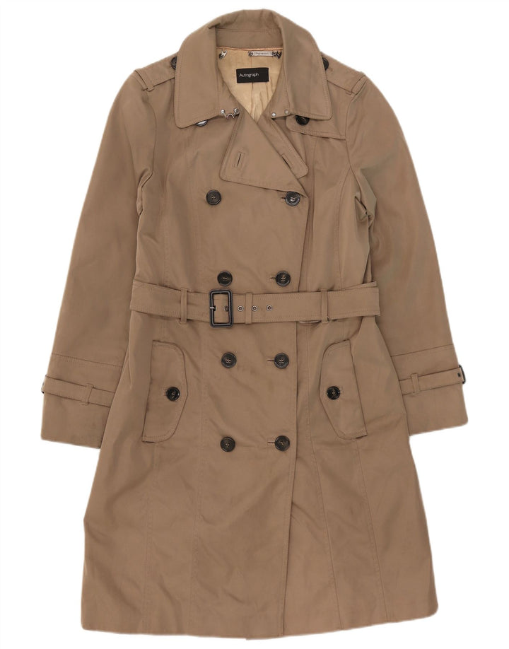 Casaco impermeável feminino Marks & Spencer Autograph Reino Unido 14 grande bege