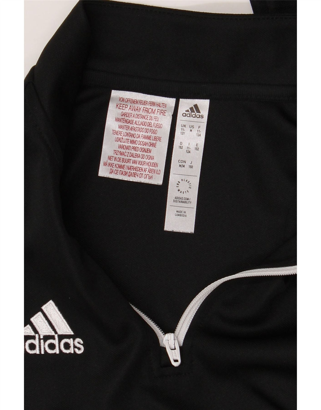 Adidas Meninos Aeroready Zip Neck Pullover Treino Top 11-12 Anos Preto
