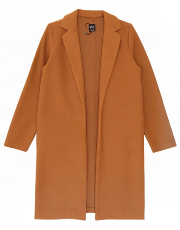 Sobretudo feminino Zara UK 10 pequeno poliéster marrom