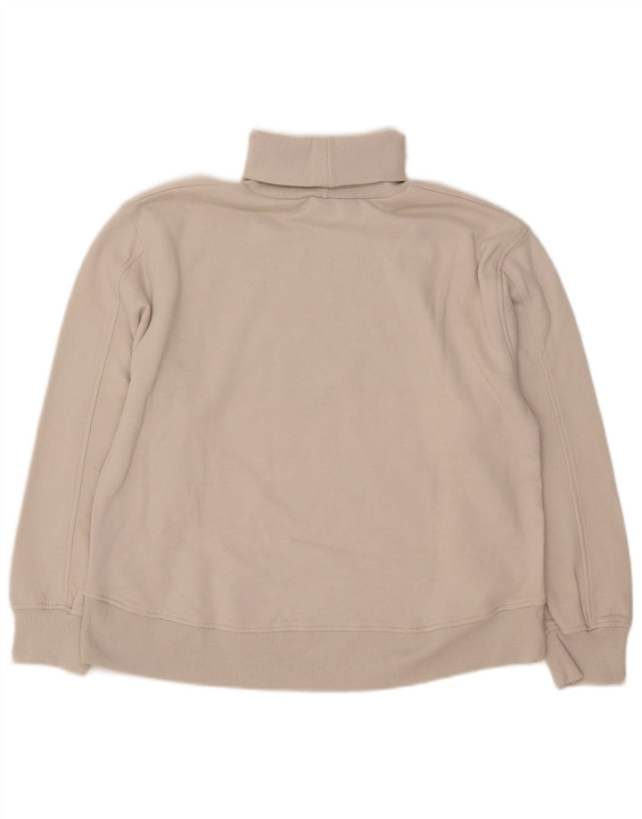 Suéter feminino Zara com gola redonda e algodão bege médio 14