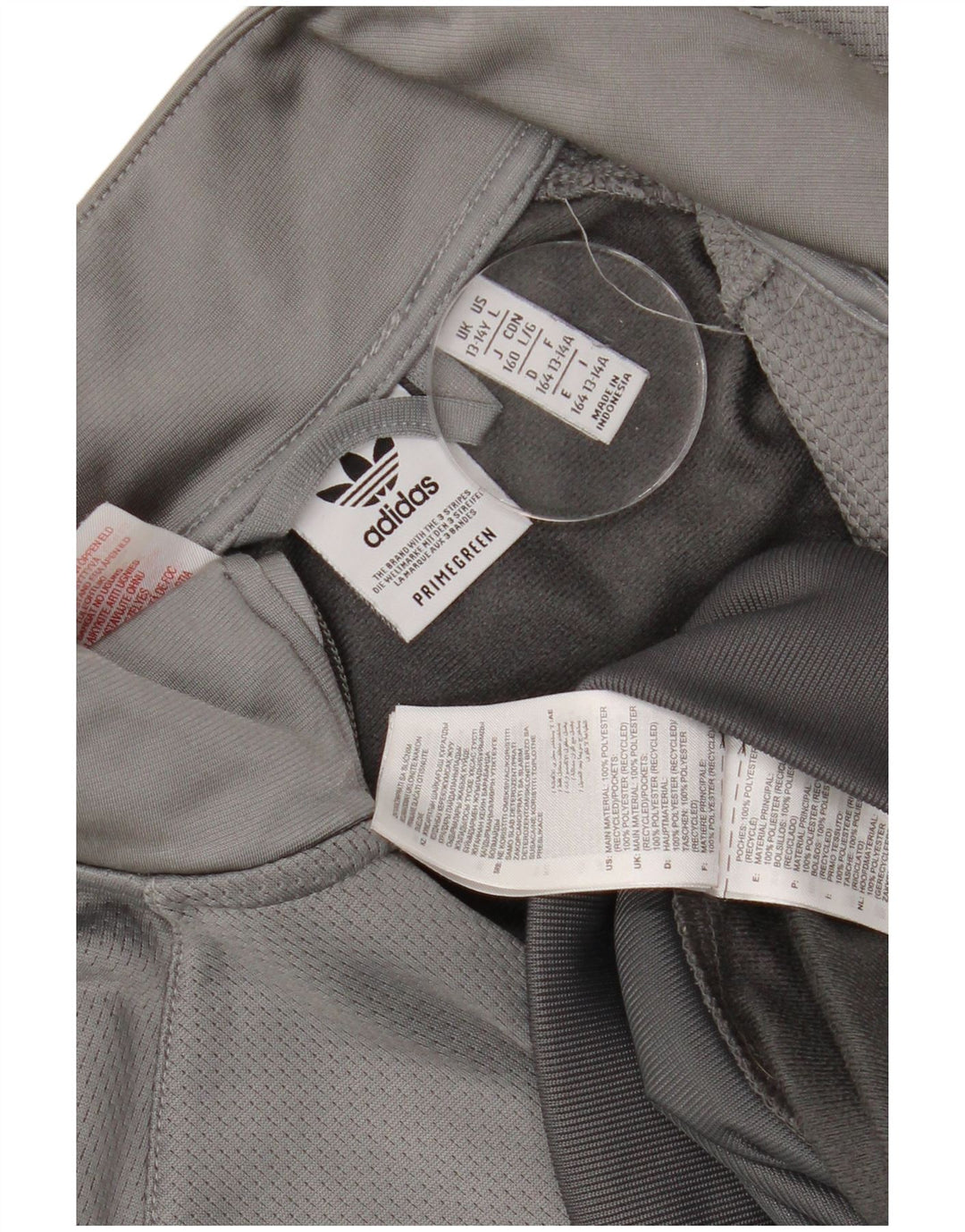 ADIDAS Boys Graphic Tracksuit Top Jacket 13-14 Years Grey Colourblock