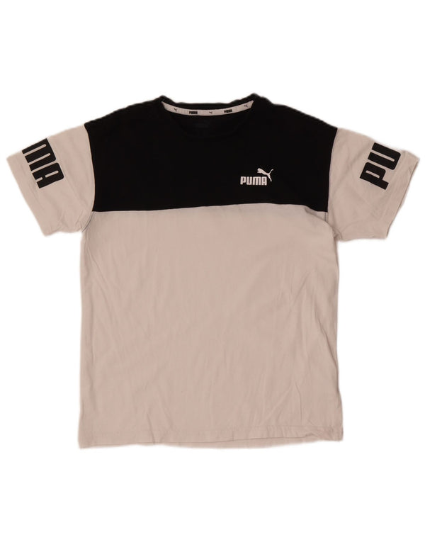 Camiseta Puma Boys Graphic Top 13-14 Anos Branco Colorblock Algodão