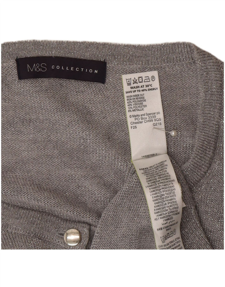 Suéter cardigã feminino Marks & Spencer UK 20 2XL cinza poliamida
