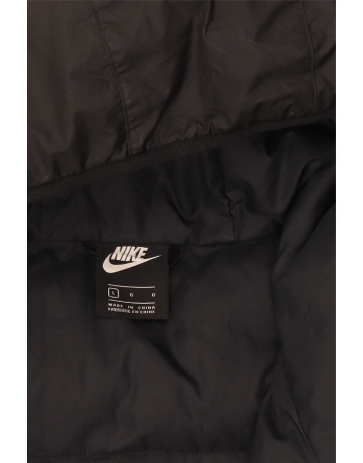 Jaqueta acolchoada com capuz masculina Nike UK 40 grande poliéster preto