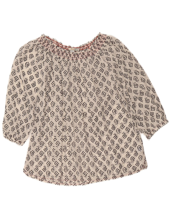 Blusa feminina Boden de manga 3/4 UK 12 viscose floral branca média
